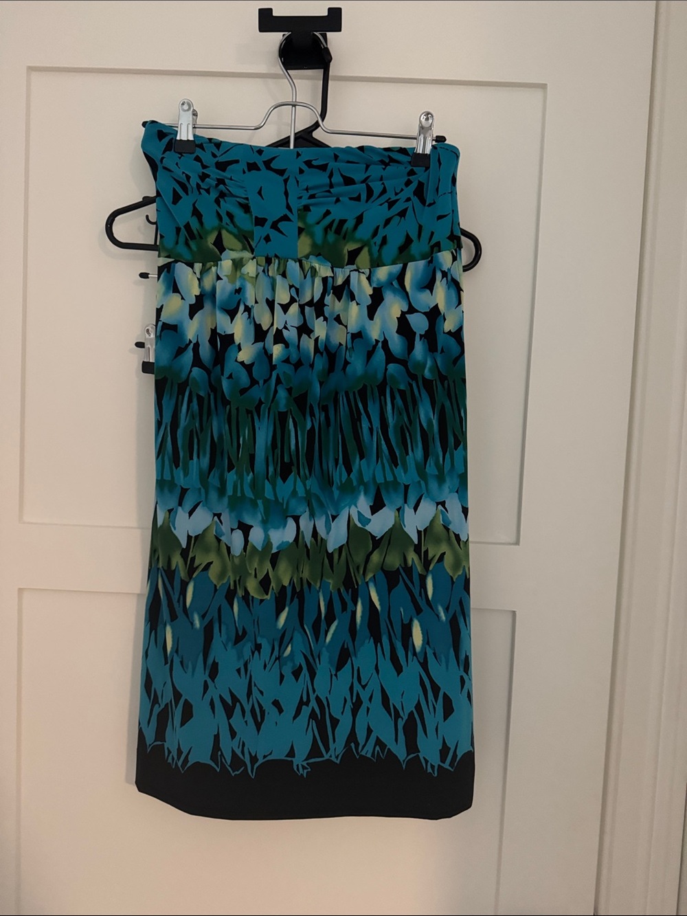 Soma Teal, Blue & Green Printed Strapless Dress